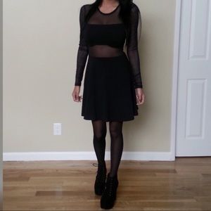 Kendall & Kylie Black Mesh Long Sleeve dress
